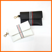 Load image into Gallery viewer, Stripe Leather Keychain Wallet