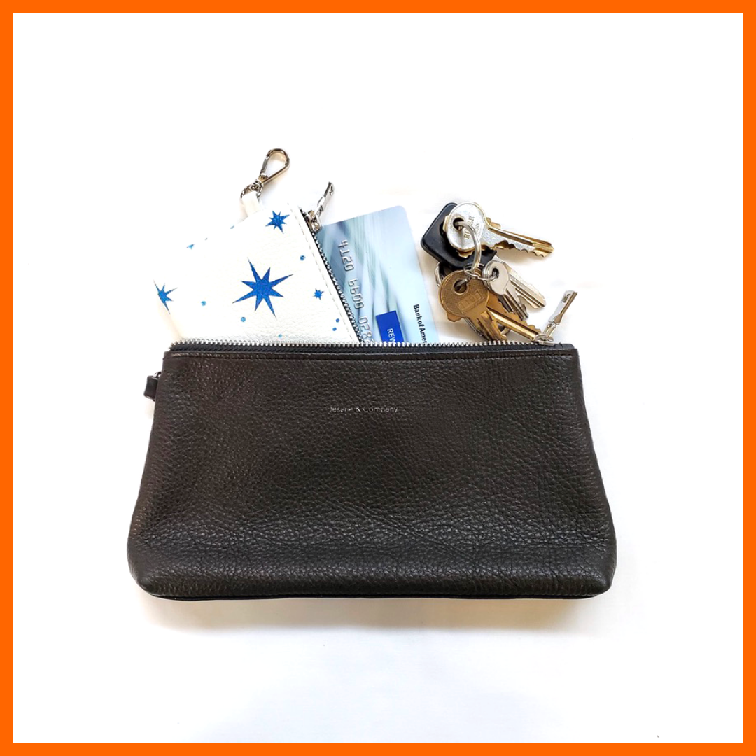 Leather clearance clutch pouch