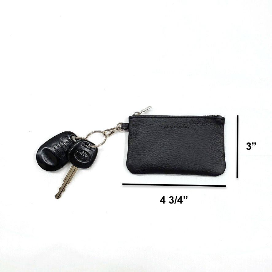  Lecas Tiny Fullgrain Leather Change & Coin Pouch, Coin Purse  Card & Cash Holder for Women with Keyring for Keychains and Bags (Black  Smooth) : Clothing, Shoes & Jewelry